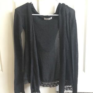 Grey hooded cardigan